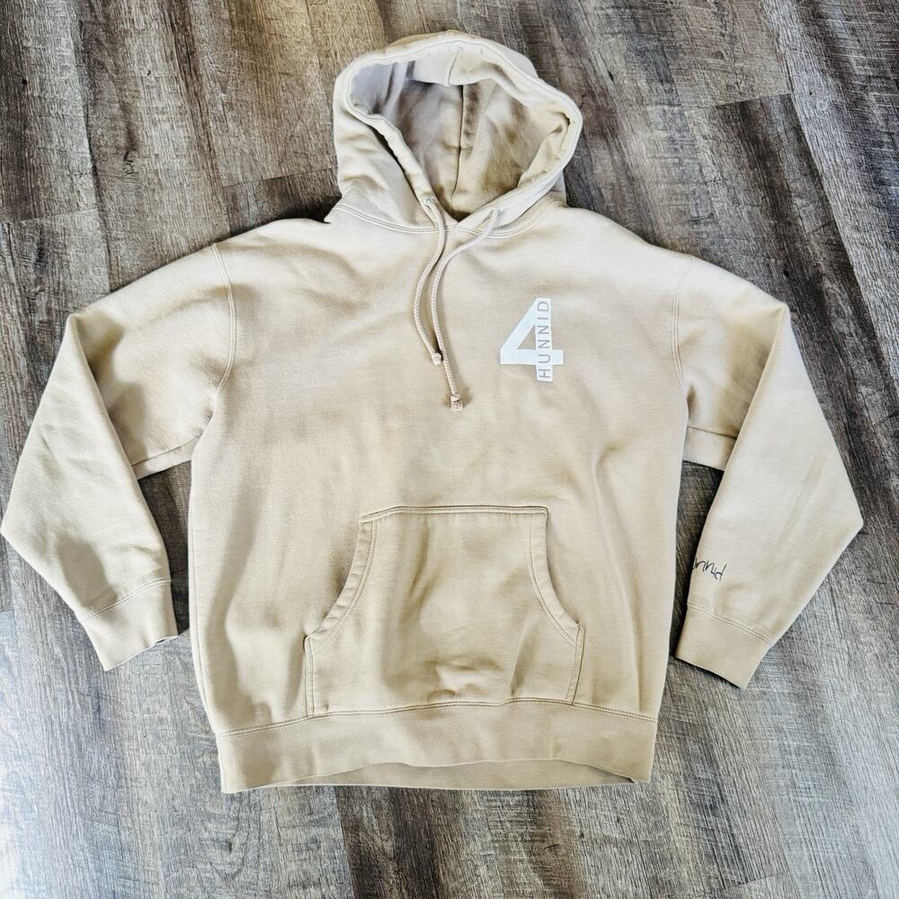 4Hunnid YG Hoodie Sweatshirt Men's Large Tan Graphic Pullover Long Sleeve
